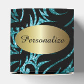 Aquamariner Glitzer und schwarz gestaltete Gefälli Geschenkschachtel (Oben)