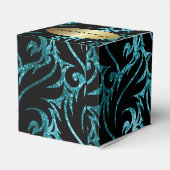 Aquamariner Glitzer und schwarz gestaltete Gefälli Geschenkschachtel (Rückseite)