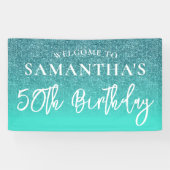 Aquamariner Glitzer und Türkis 50. Geburtstag Banner (Horizontal)