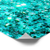 Aquamariner Glitzer und Zickzack Poster (Ecke)