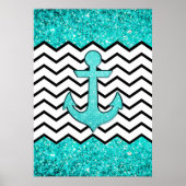 Aquamariner Glitzer und Zickzack Poster (Vorne)