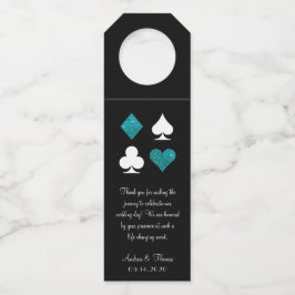 Aquamariner Glitzer Vegas Wedding Begrüßungsmarke Flaschenanhänger