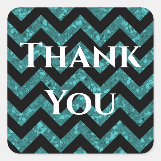 Aquamariner Glitzer Zickzack Danke, Stickers (Vorderseite)