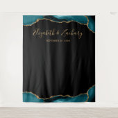 Aquamariner Gold Agate Border Dark Wedk Foto Stand Wandteppich (Vorderseite)