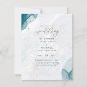 Aquamariner Gold Ocean Life Beach Aquamarin Hochze Einladung (Vorderseite)
