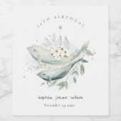 Aquamariner Goldbarsch unter Wasser Blütenfisch je Weinetikett (Einzelnes Label)