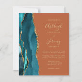 Aquamariner Goldbrust QR Code Einladung zur Hochze (Vorderseite)