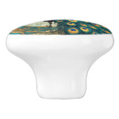 Aquamariner Golden Peacock Bird Kunst, Dichtung un Keramikknauf (Seitenansicht)