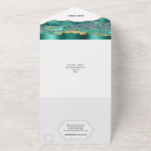 Aquamariner Goldmarmor Agile Glitzer All In One Einladung (Außenbereich)