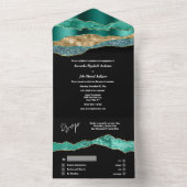 Aquamariner Goldmarmor verleiht elegante Verlobung All In One Einladung (Innen Boden)