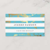 Aquamariner Goldmarmor | Weißer Streifen Visitenkarte (Vorderseite)