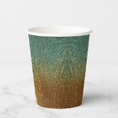 Aquamariner Goldnebel-Glitzer Pappbecher (Rückseite)