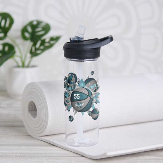 aquamariner grauer Basketball-Blowout Trinkflasche (Yoga)