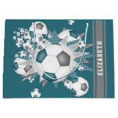 aquamariner grauer Fußballball-Blowout personalisi Große Geschenktüte (Vorderseite)