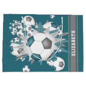 aquamariner grauer Fußballball-Blowout personalisi Große Geschenktüte (Rückseite)