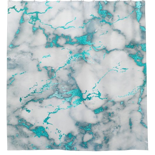 aquamariner, grauer Marmorstein Duschvorhang (Vorderseite)
