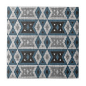 Aquamariner, grauer schwarzer Ektiker Ethnic Look Fliese (Vorderseite)