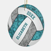 aquamariner, grauer Volleyball Keramik Ornament (Links)