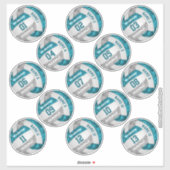 aquamariner grauer Volleyballspieler nennt Set von Aufkleber (Blatt)