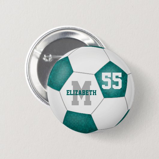 aquamariner Graufußball personalisiert Button (Vorne & Hinten)