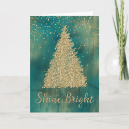 Aquamariner Green Gold Glitzer Shine Weihnachtsbau Karte