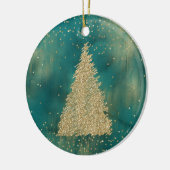 Aquamariner Green Gold Glitzer Shine Weihnachtsbau Keramik Ornament (Links)