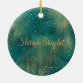 Aquamariner Green Gold Glitzer Shine Weihnachtsbau Keramik Ornament (Hinten)