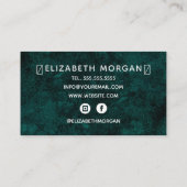 Aquamariner Green Script Marble Agate Gold Foil Gl Visitenkarte (Rückseite)