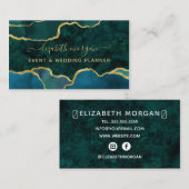 Aquamariner Green Script Marble Agate Gold Foil Gl Visitenkarte (Vorne/Hinten)