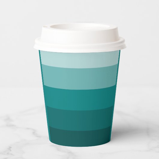 Aquamariner grüner blauer Farbblock Monogramm Stil Pappbecher (Rückseite)