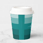 Aquamariner grüner blauer Farbblock Monogramm Stil Pappbecher (Rechts)