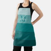 Aquamariner grüner blauer Farbblock Monogramm Stil Schürze (InSitu)
