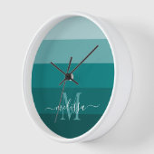 Aquamariner grüner blauer Farbblock Monogramm Stil Uhr (Winkel)