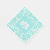 Aquamariner grüner, blauer Vintager Damast Serviette (Ecke)