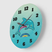 Aquamariner grüner Dolphin-Springen über stilistis Große Wanduhr (Winkel)