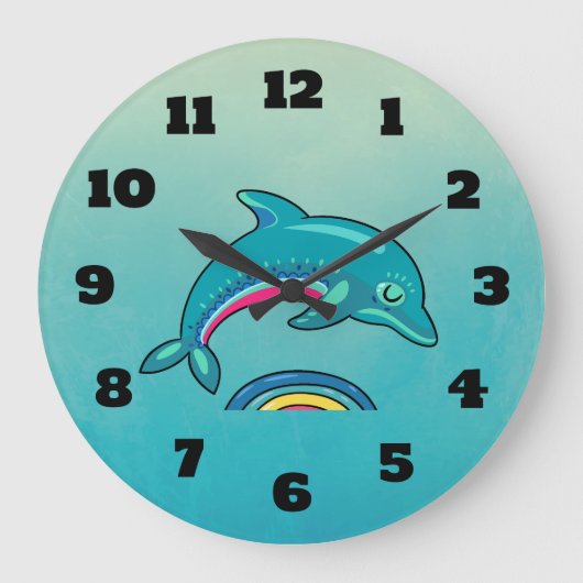 Aquamariner grüner Dolphin-Springen über stilistis Große Wanduhr (Vorderseite)