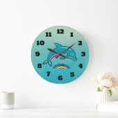 Aquamariner grüner Dolphin-Springen über stilistis Große Wanduhr (Zuhause)