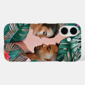 Aquamariner Grüner Dschungel Blätter Tropisches El Case-Mate iPhone Hülle (Rückseite (Horizontal))