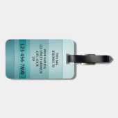 Aquamariner, grüner, gestreifter Gepäckträger Gepäckanhänger (Rückseite horizontal)