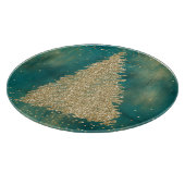 Aquamariner Grüner Glitzer Sparkle Weihnachtsbaum Schneidebrett (Ecke)