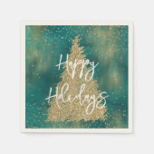 Aquamariner Grüner Glitzer Sparkle Weihnachtsbaum Serviette (Vorderseite)