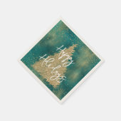 Aquamariner Grüner Glitzer Sparkle Weihnachtsbaum Serviette (Ecke)