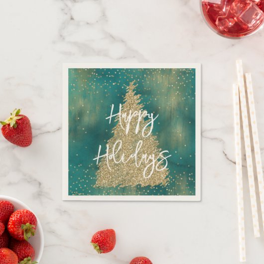 Aquamariner Grüner Glitzer Sparkle Weihnachtsbaum Serviette (Beispiel)
