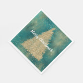 Aquamariner Grüner Glitzer Sparkle Weihnachtsbaum Serviette (Ecke)