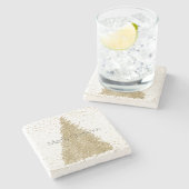 Aquamariner Grüner Glitzer Sparkle Weihnachtsbaum Steinuntersetzer (Seitenansicht)