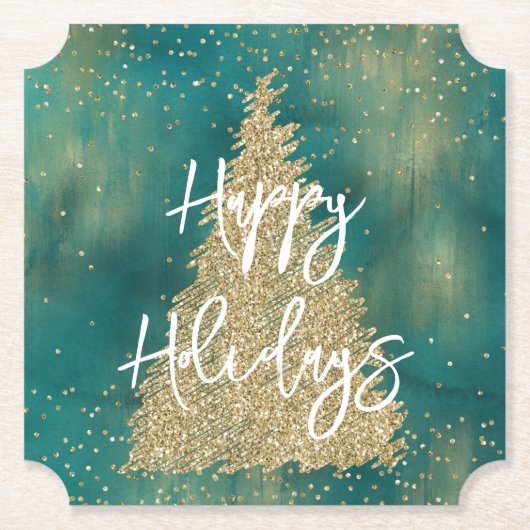 Aquamariner Grüner Glitzer Sparkle Weihnachtsbaum Untersetzer (Vorderseite)