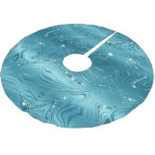 Aquamariner grüner Glitzer Streifen Polyester Weihnachtsbaumdecke (Schrägansicht)
