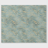 Aquamariner grüner Glitzer Zebra Print Geschenkpapier (Flach)