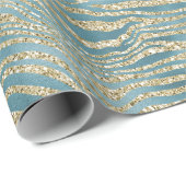 Aquamariner grüner Glitzer Zebra Print Geschenkpapier (Rolleneckpunkt)
