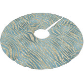 Aquamariner grüner Glitzer Zebra Print Polyester Weihnachtsbaumdecke (Schrägansicht)